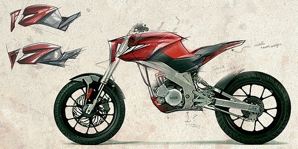 motorcycle，Hand drawn，conceptual design，