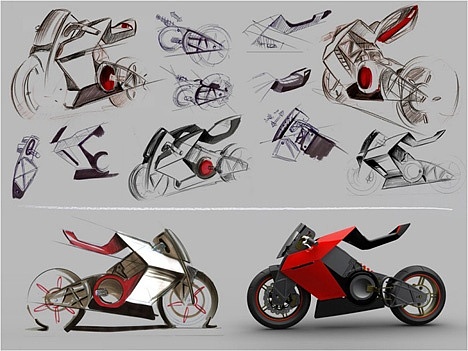 摩托车，手绘，概念设计，