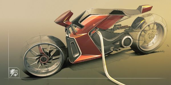 motorcycle，Hand drawn，conceptual design，