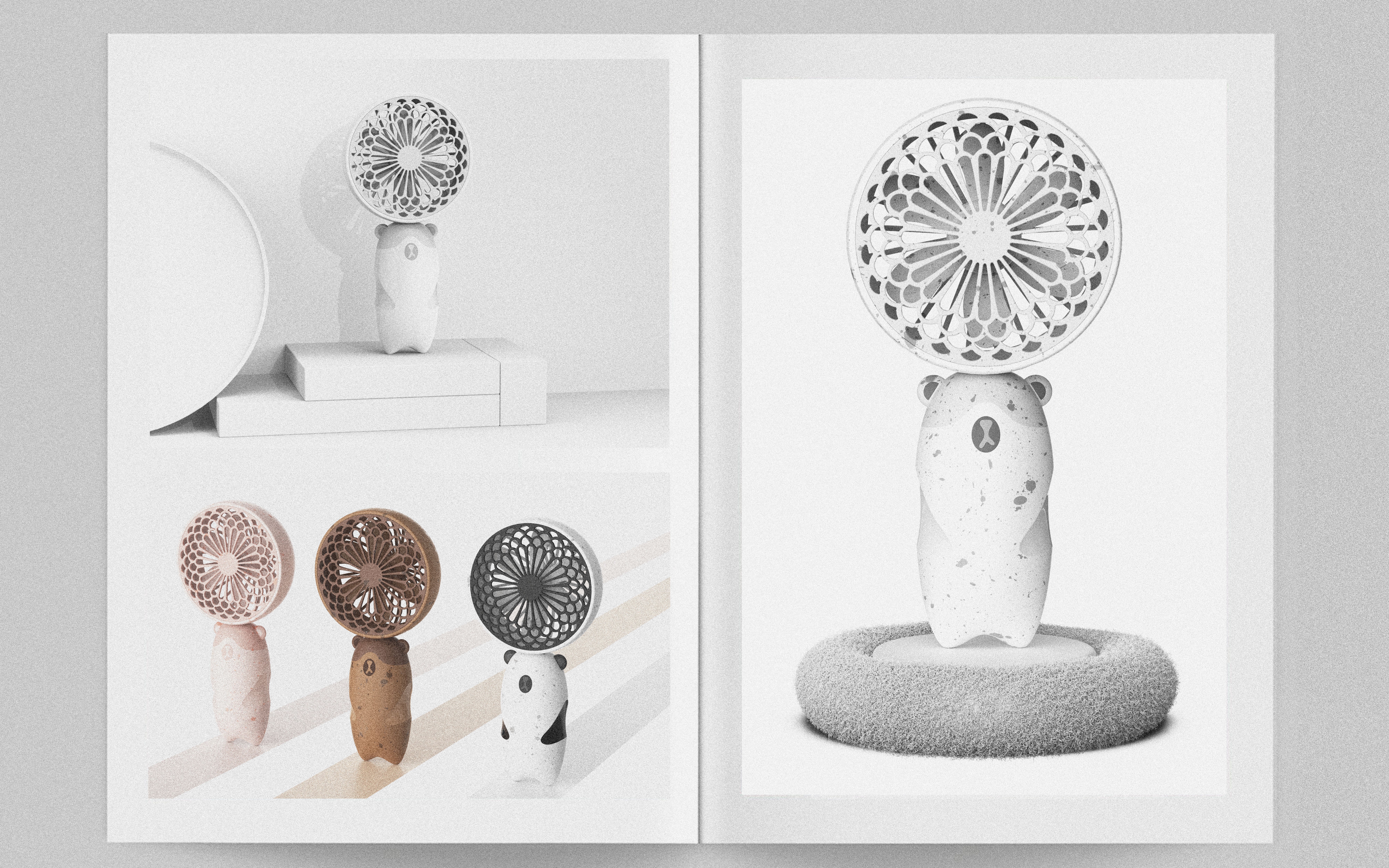 Small fan，Fan，lovely，Little bear，bear，panda，