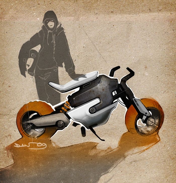 motorcycle，Hand drawn，conceptual design，