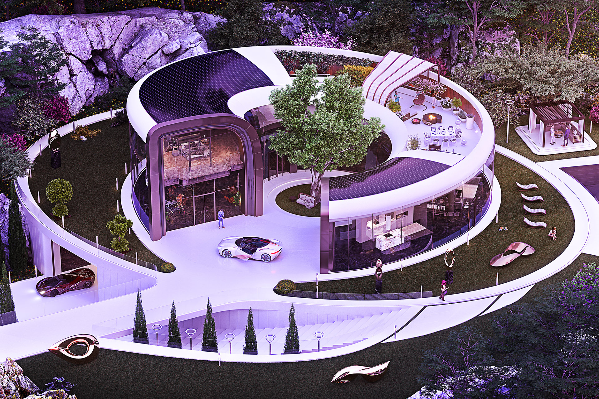 Architectural aesthetics，Architectural design，Sci fi future，Home Furnishing decoration，Luxury Villa，Luxury decoration，