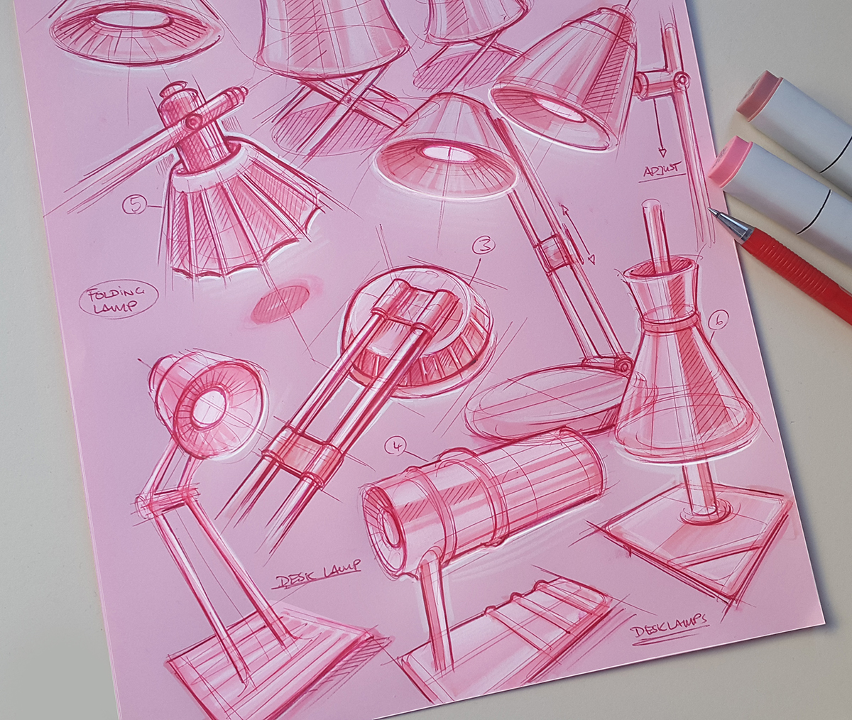 product design，industrial design，Hand drawn，Colored lead，marker pen，