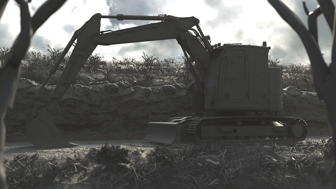 3d，cgi，excavating machinery，