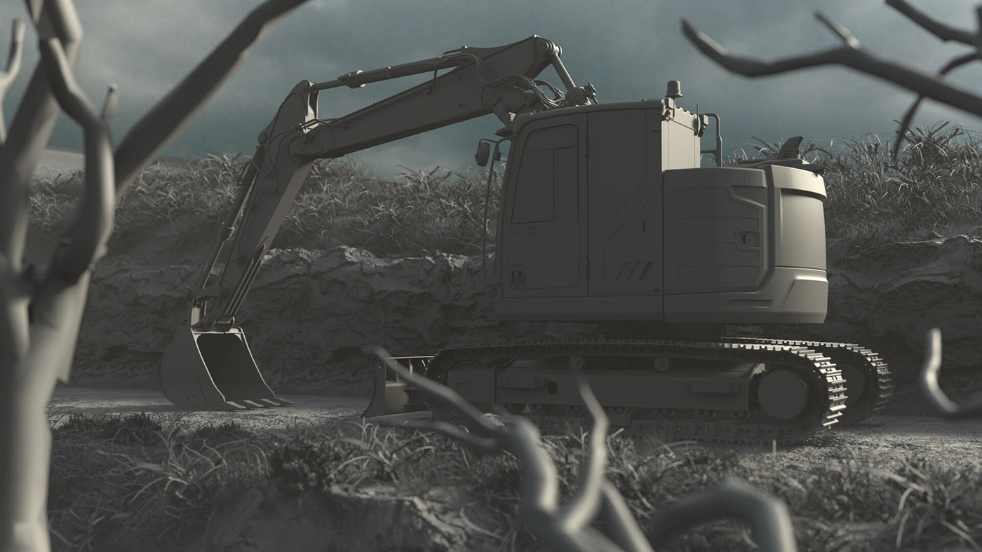 3d，cgi，excavating machinery，