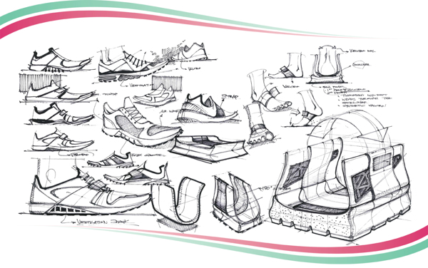 Shoe design，Hand drawn，design sketch，