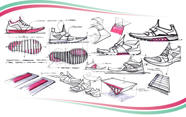 Shoe design，Hand drawn，design sketch，