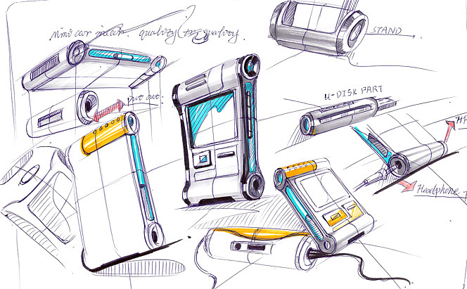 product design，Hand drawn renderings，