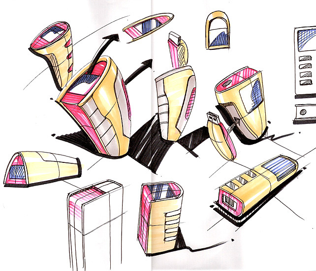 product design，Hand drawn renderings，
