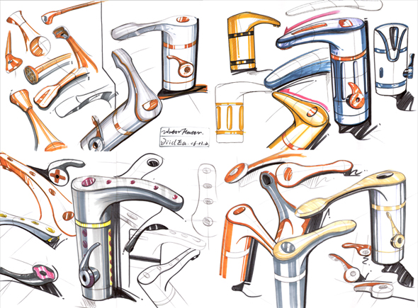 product design，Hand drawn renderings，