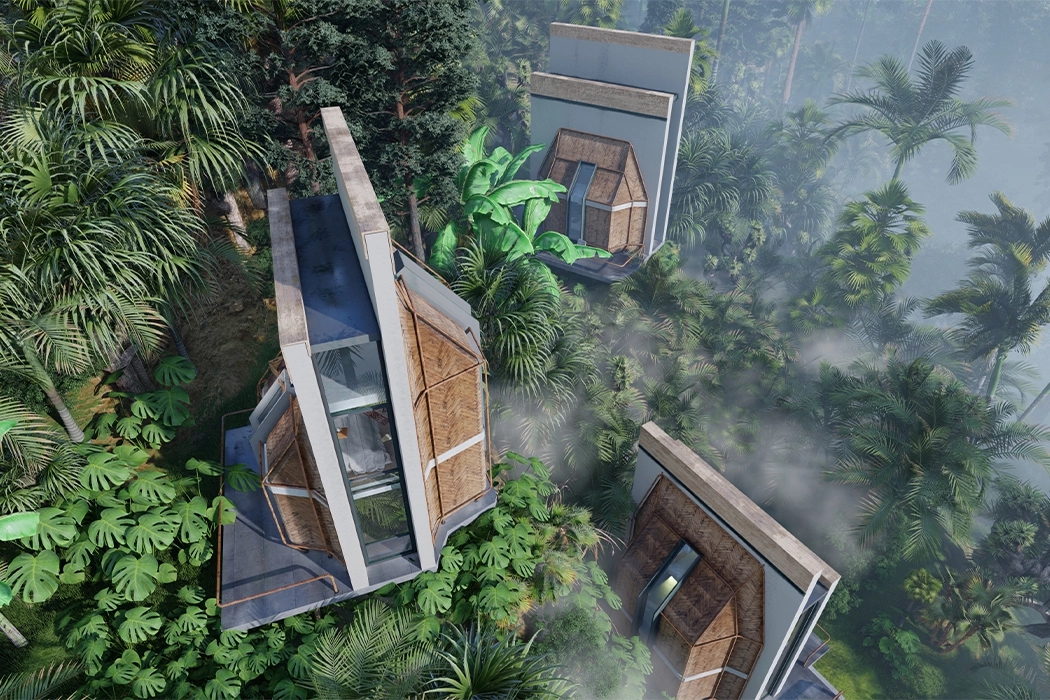 Architecture，Bali culture，modern，indoor，bamboo，wood，Eibche，