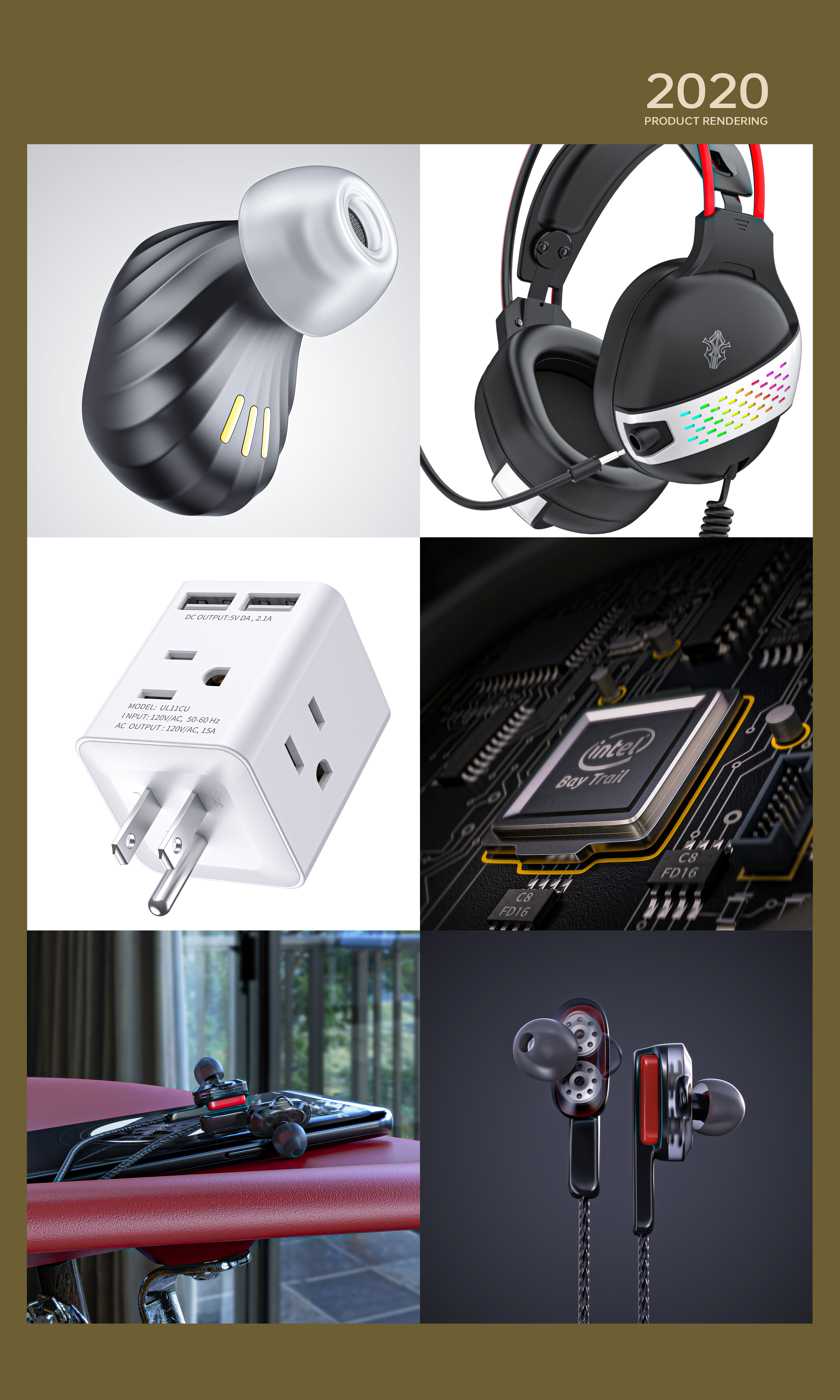 keyshot，Render，product design，electronic product，Mobile Accessories，headset，Charger，Mobile phone shell，