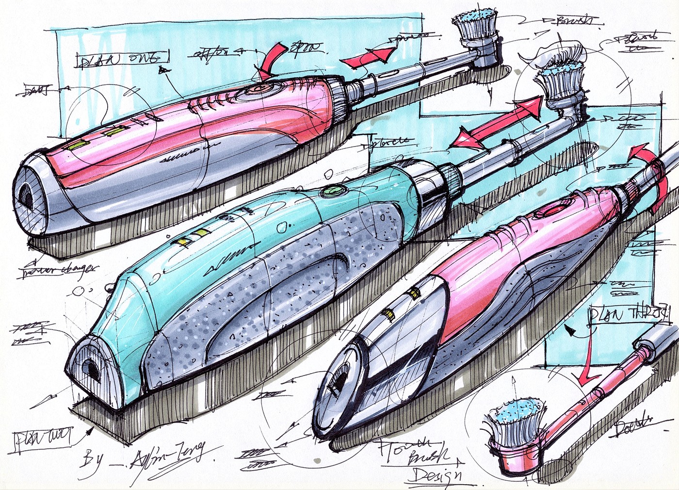 Hand drawn industrial product design，Postgraduate entrance examination for industrial product design，Hand drawn book of product designer，Product design sketch，Product design renderings，Pursue dream Jiangnan Design Postgraduate Entrance Examination，Teng Yilin，