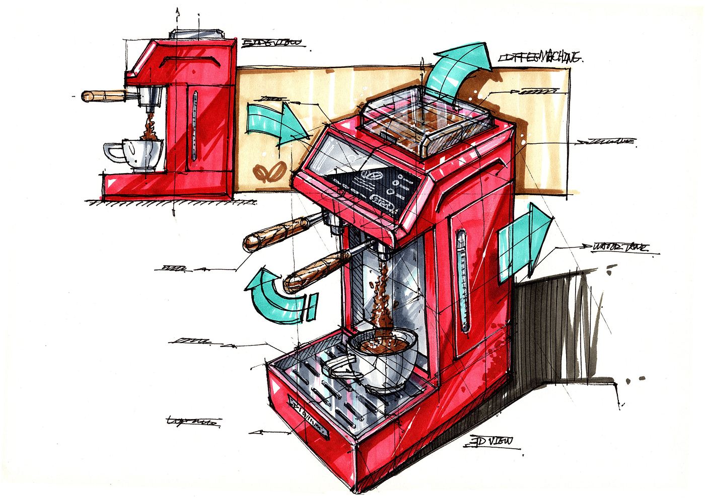 Hand drawn industrial product design，Postgraduate entrance examination for industrial product design，Product designer hand drawing class，Product design sketch，Product design renderings，Pursue dream Jiangnan Design Postgraduate Entrance Examination，Teng Yilin，