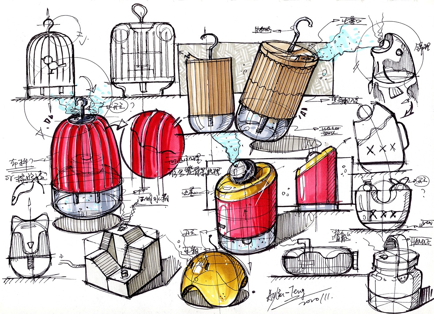 Hand drawn industrial product design，Postgraduate entrance examination for industrial product design，Hand drawn book of product designer，Product design sketch，Product design renderings，Pursue dream Jiangnan Design Postgraduate Entrance Examination，Teng Yilin，