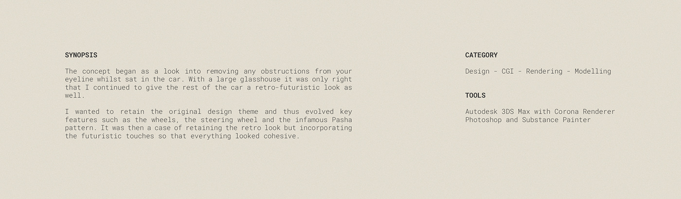 PASHA，vehicle，Retro future look，