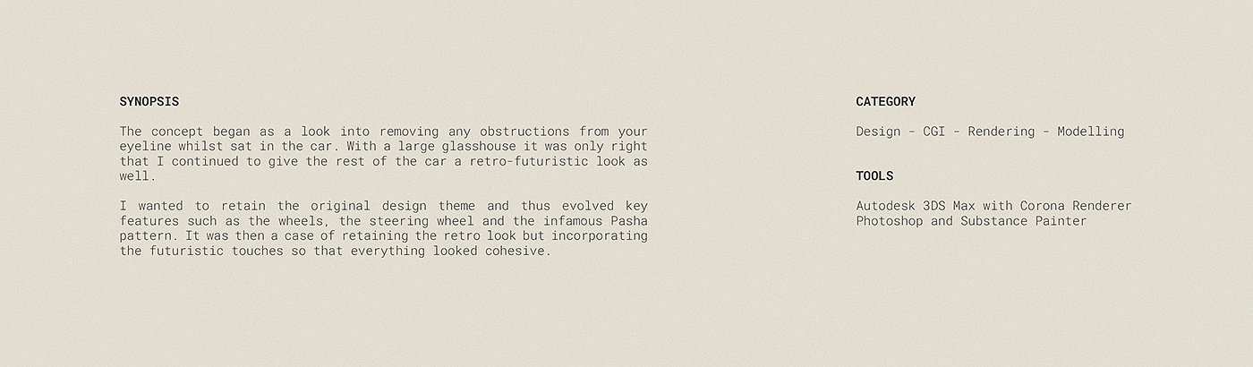 PASHA，vehicle，Retro future look，