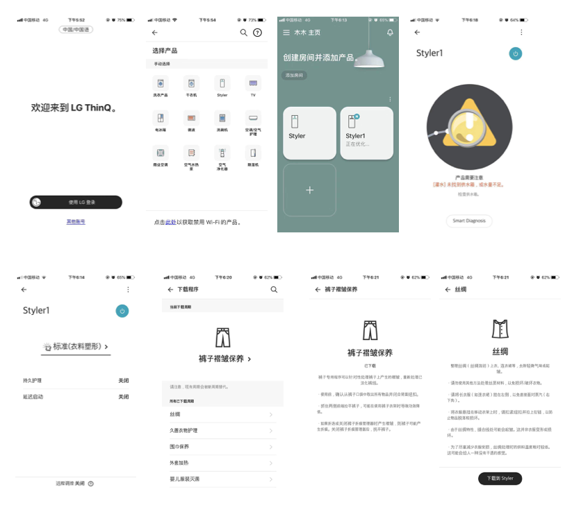 Home appliance evaluation, clothing care machine，