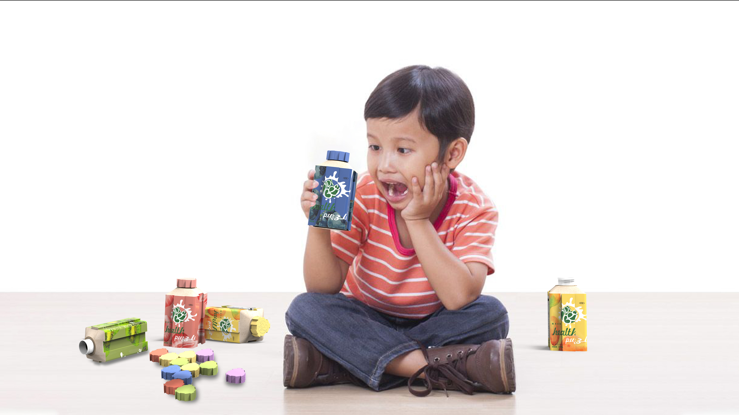 sustainable，Green cycle，Milk box packaging，