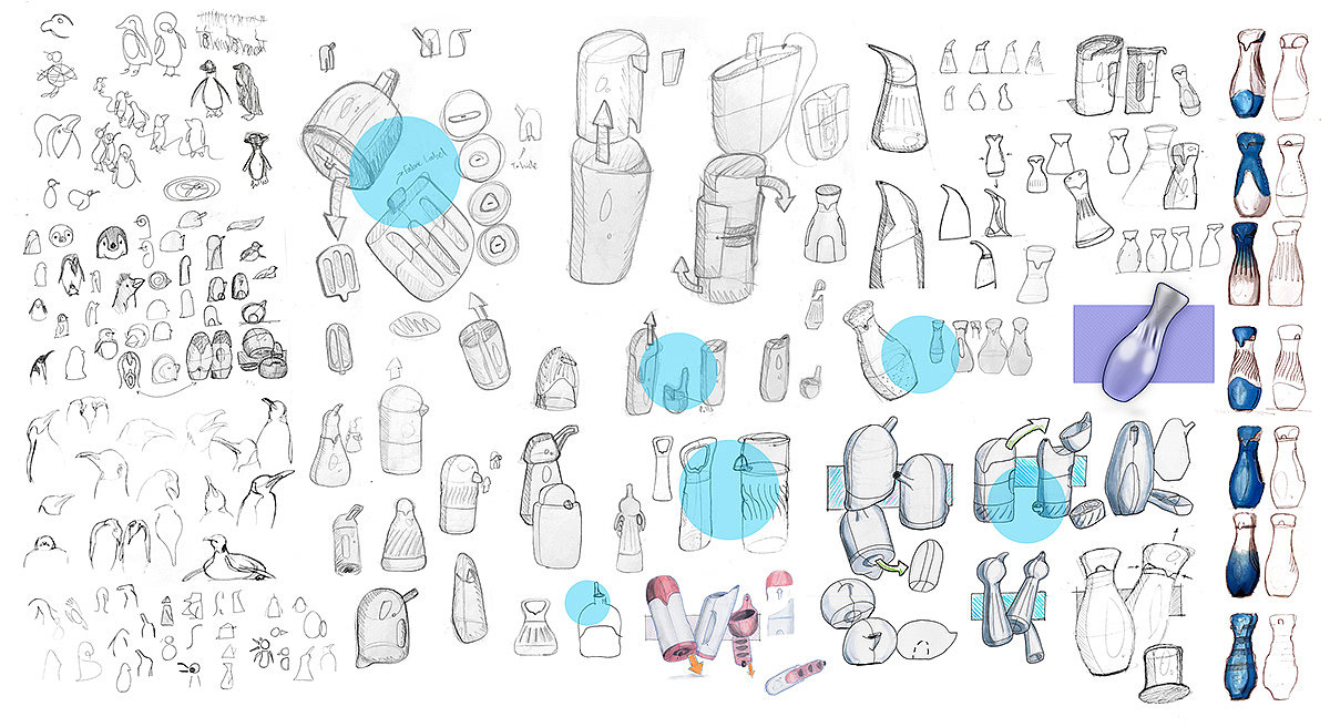 水瓶，储存药品，Pengu，便携，省空间，