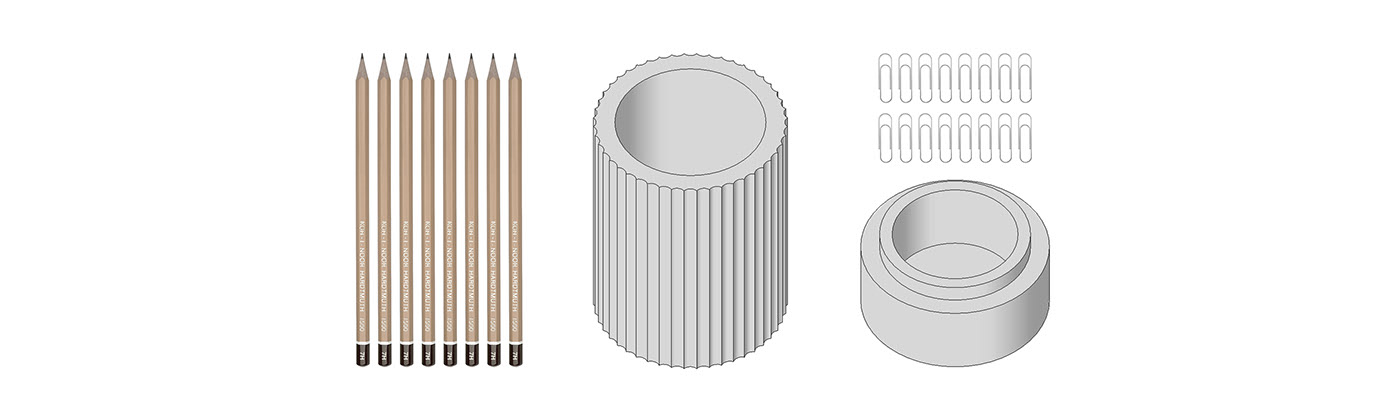 ceramics，concrete，Functionality，Home office portfolio，pen container，