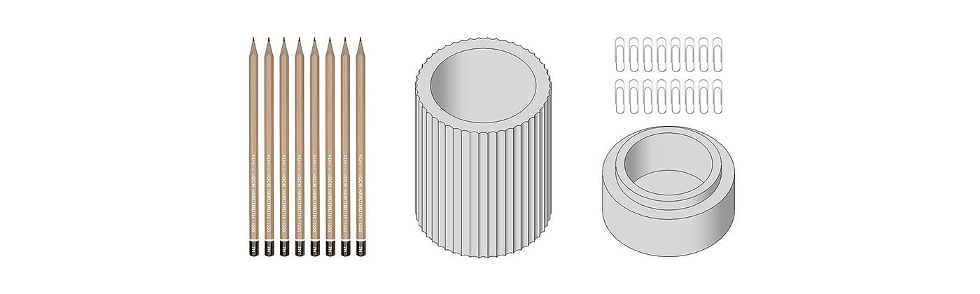 陶瓷，混凝土，功能性，家庭办公室组合，笔筒，