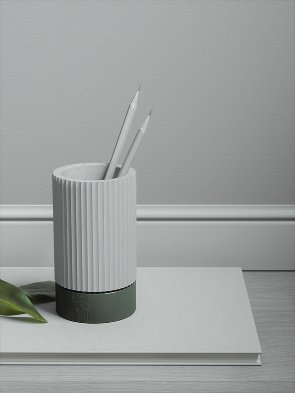 ceramics，concrete，Functionality，Home office portfolio，pen container，