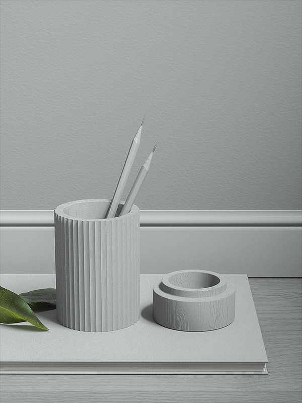 ceramics，concrete，Functionality，Home office portfolio，pen container，
