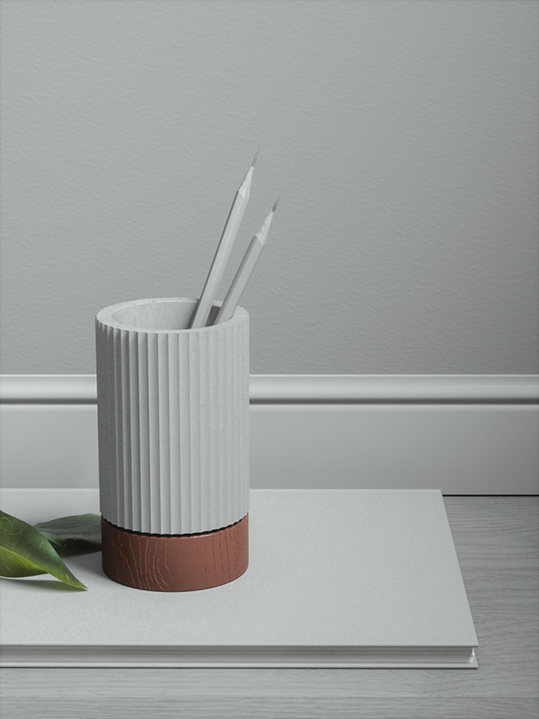 ceramics，concrete，Functionality，Home office portfolio，pen container，