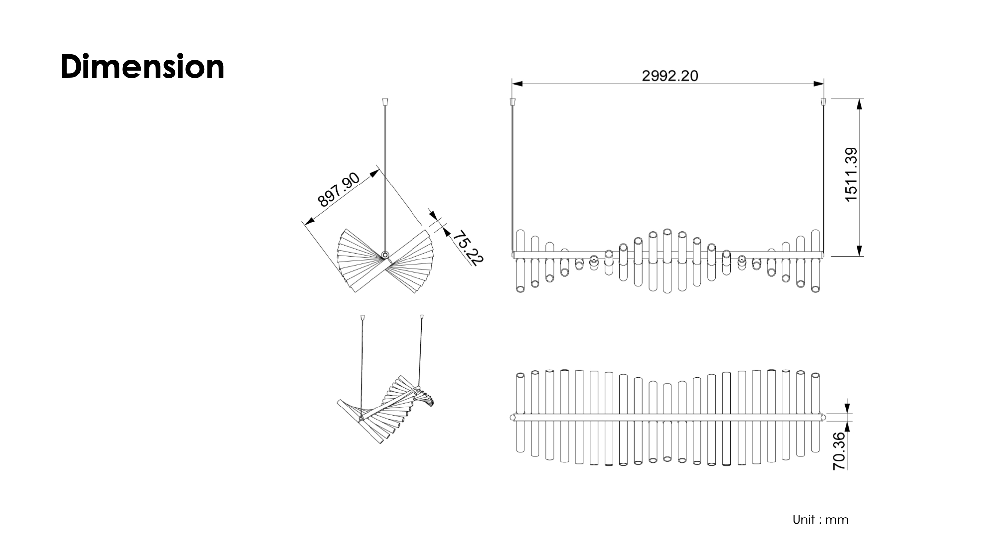 a chandelier，modularization，Metal，Glass，
