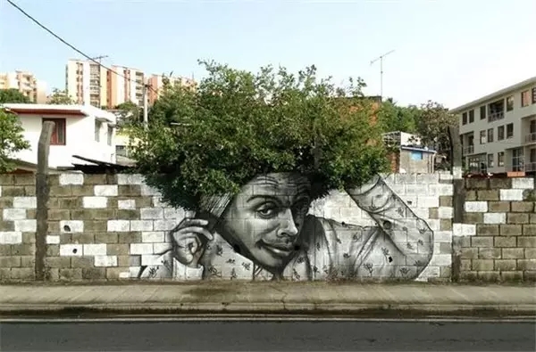 artist，Street Art，a literary creation，tree，