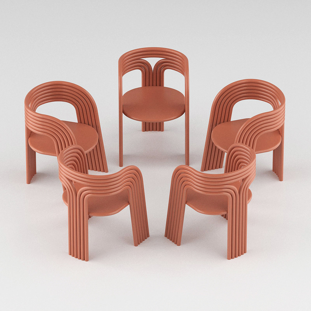 Armchair，aluminium，Pipe，curve，chair，