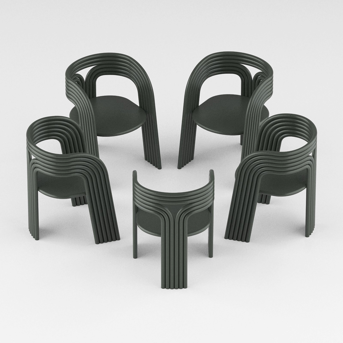 Armchair，aluminium，Pipe，curve，chair，