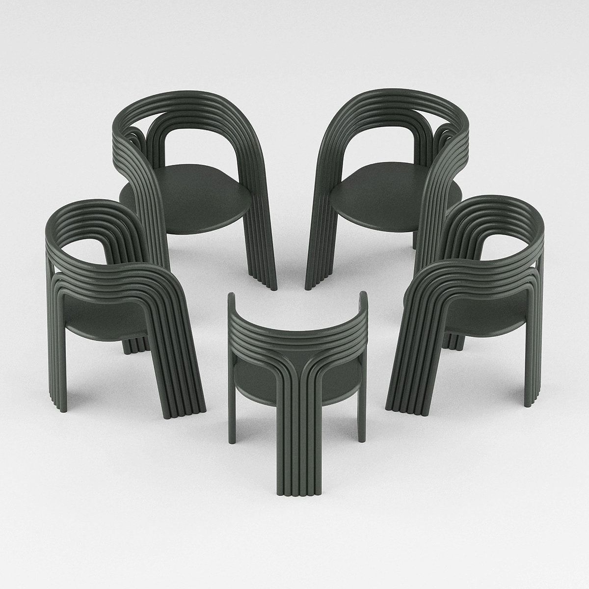 Armchair，aluminium，Pipe，curve，chair，