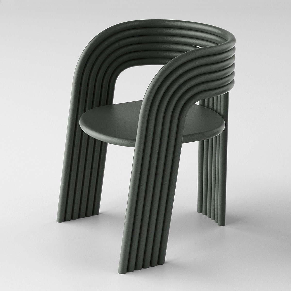 Armchair，aluminium，Pipe，curve，chair，