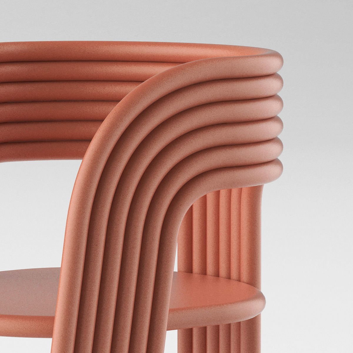 Armchair，aluminium，Pipe，curve，chair，