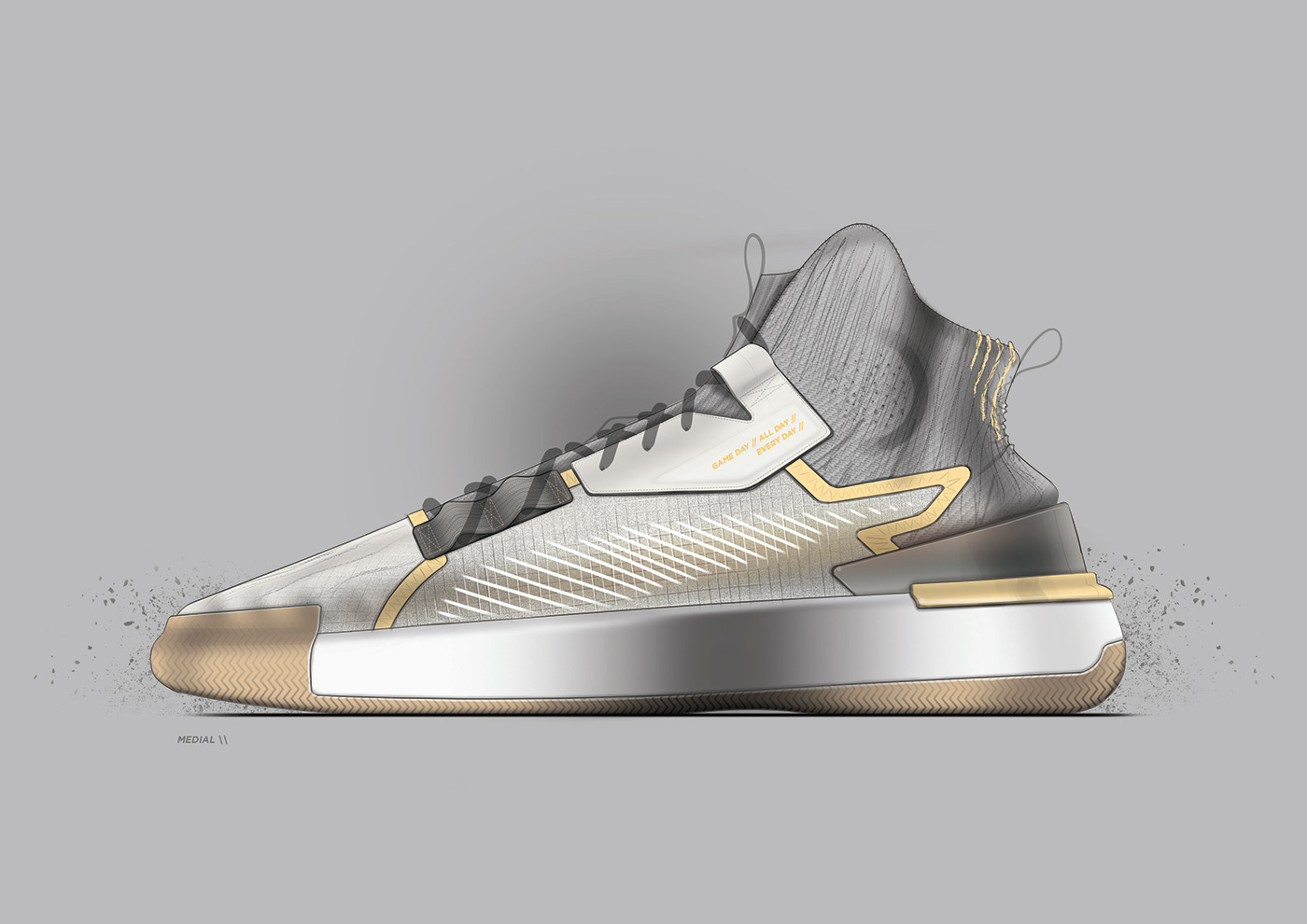 Puma，Basketball shoes，Hand drawn，2d rendering，