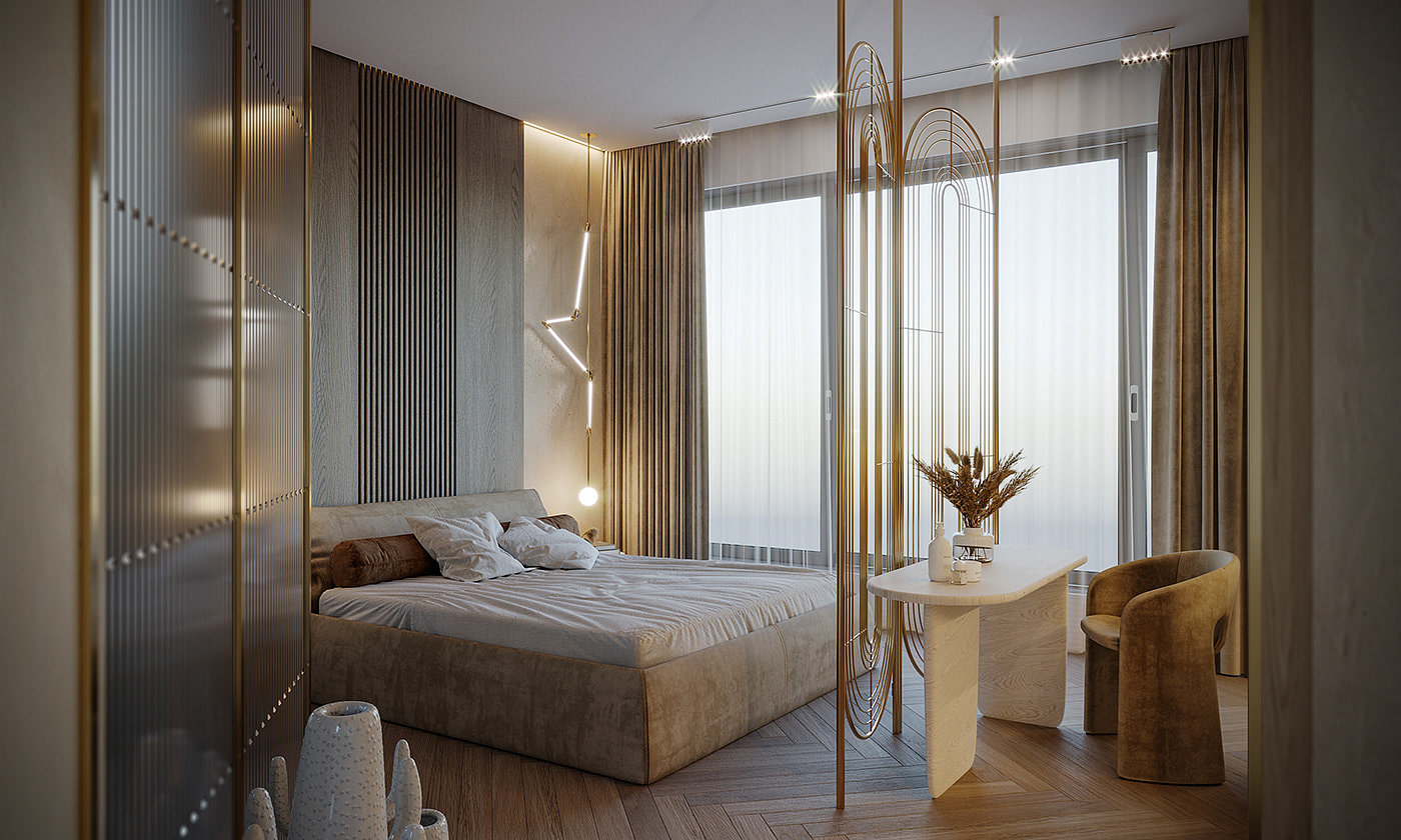 modern，Simplicity，Female bedroom，