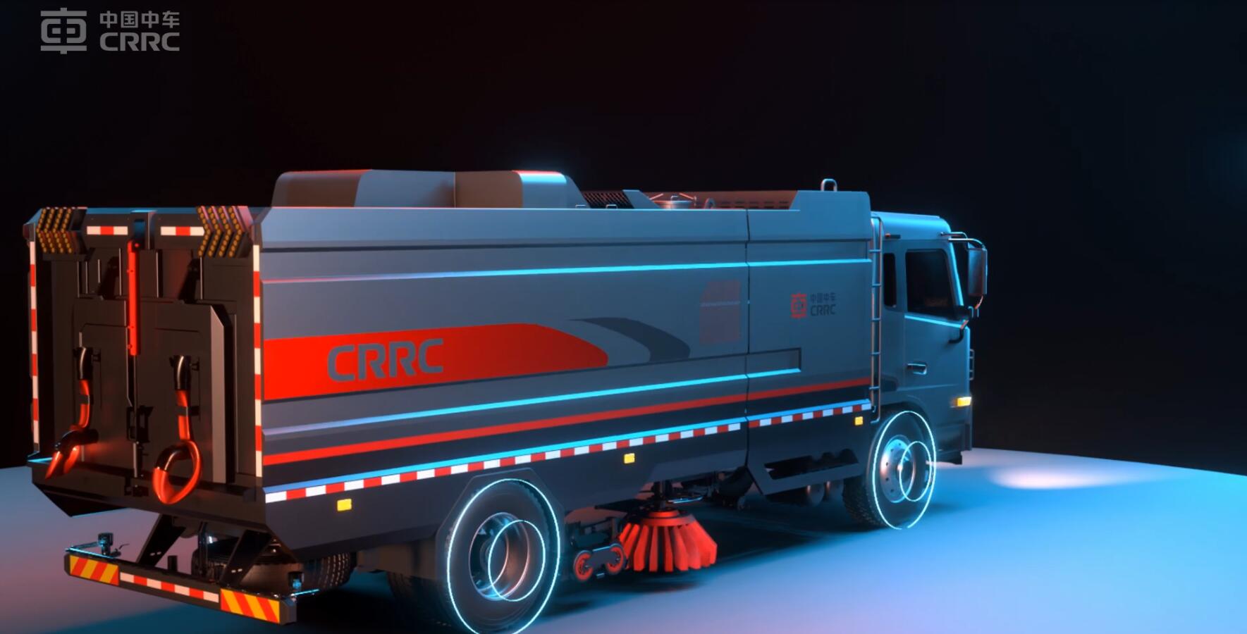 construction machinery，Sanitation machinery，Washing and sweeping vehicle，three-dimensional animation，Environmental protection equipment，industrial design，CRRC，N98Design，