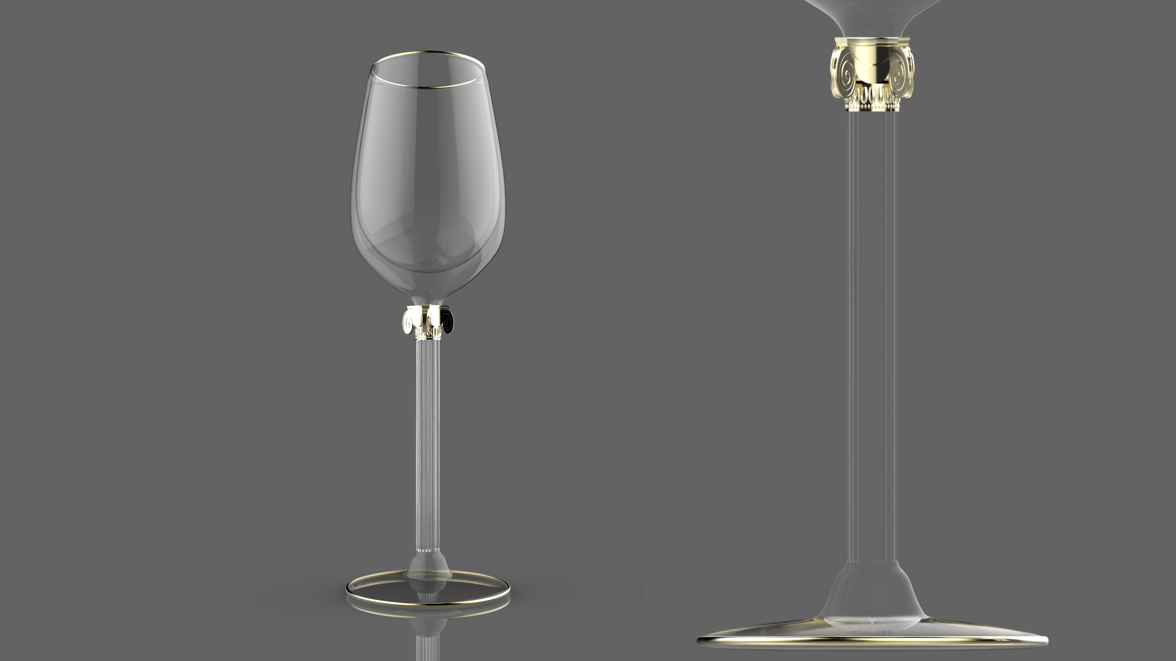 Red wine cup design，Italian style，Roman column，Glassware，Modeling design，packing design，