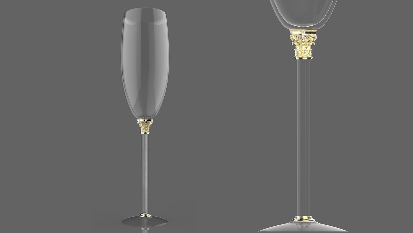 红酒杯设计，意大利风格，罗马柱，玻璃器皿，造型设计，包装设计，