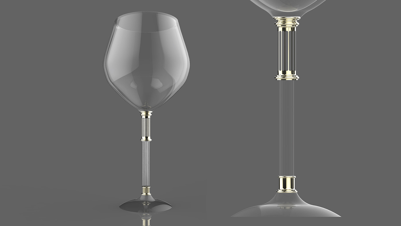 Red wine cup design，Italian style，Roman column，Glassware，Modeling design，packing design，