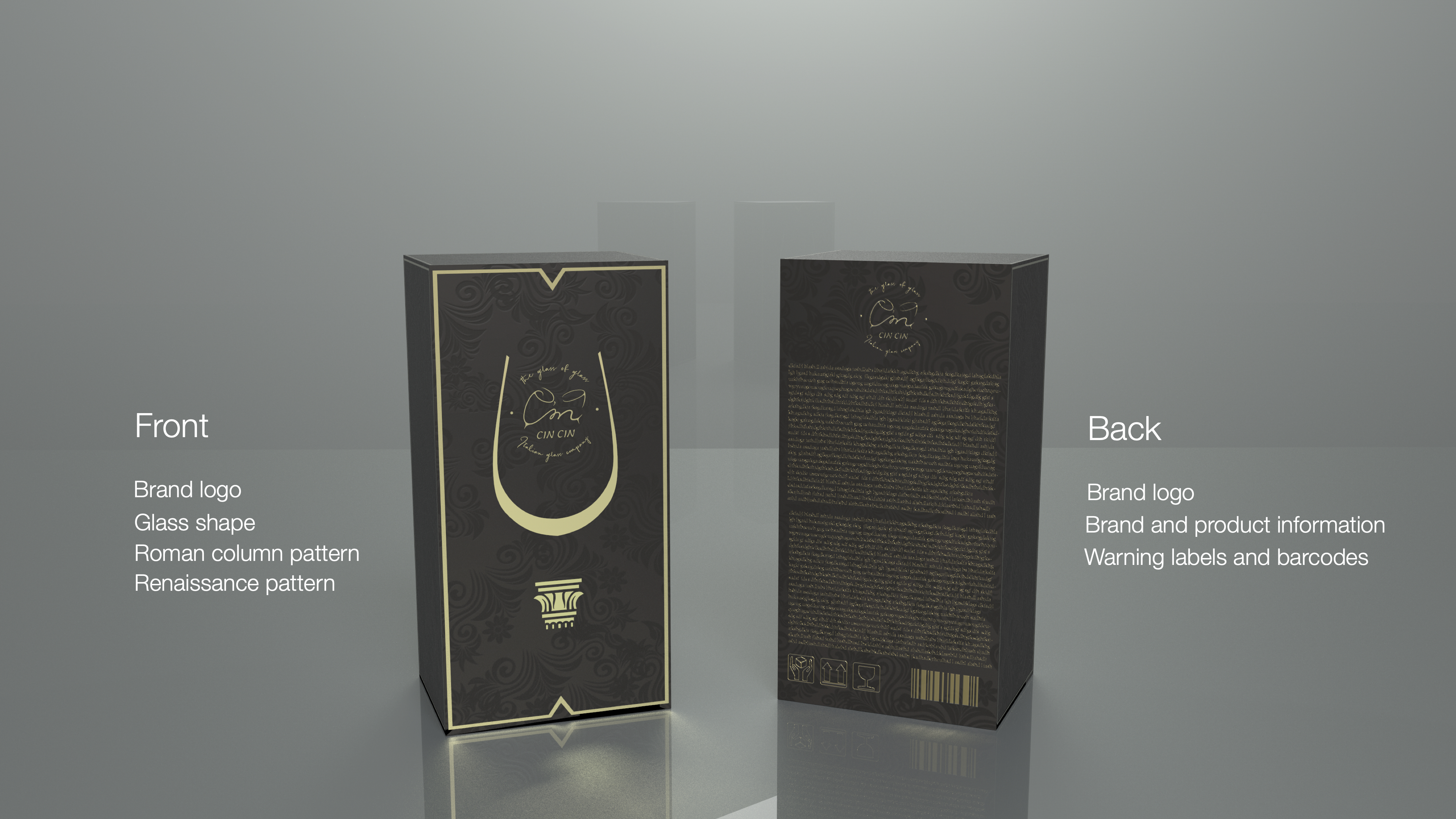 Red wine cup design，Italian style，Roman column，Glassware，Modeling design，packing design，