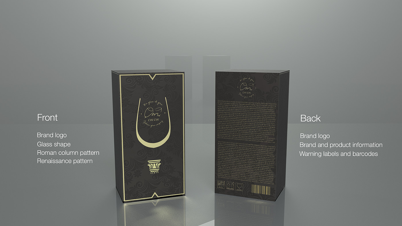 Red wine cup design，Italian style，Roman column，Glassware，Modeling design，packing design，