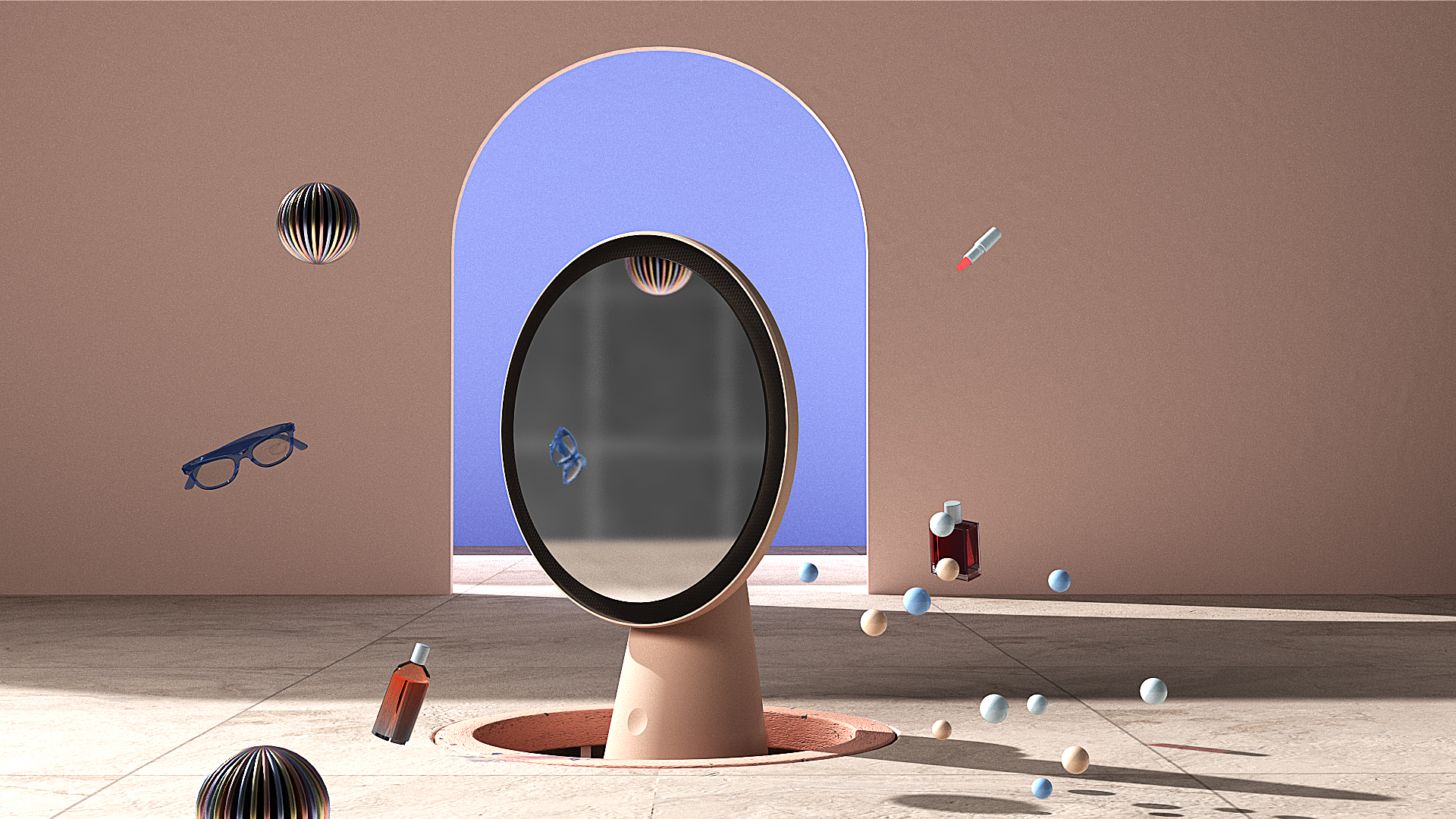 Cosmetic mirror，Fill light，LED lamp，rotate，