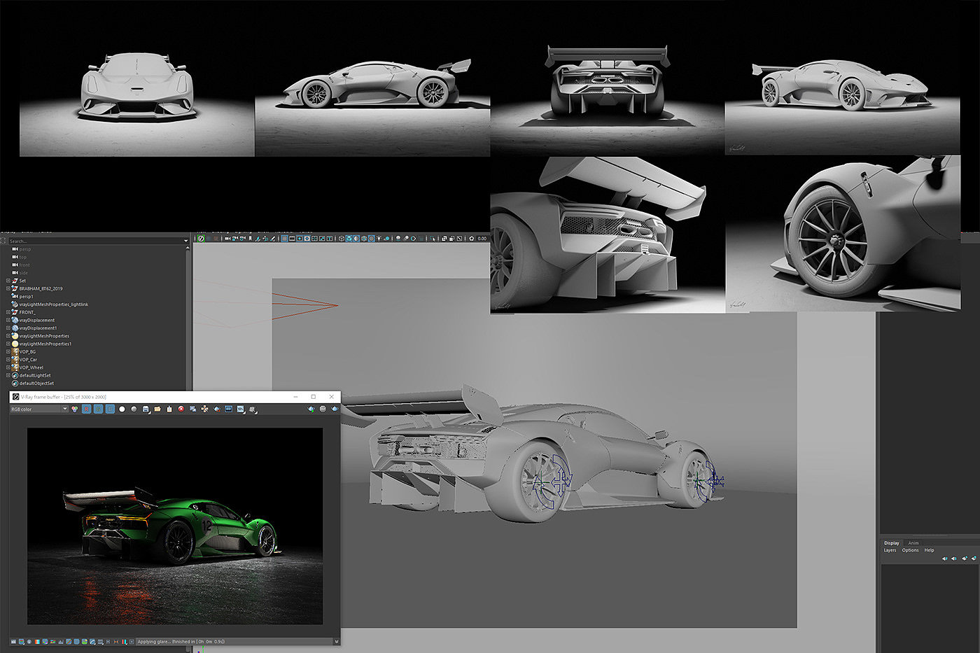 Brabham，BT62，maya，vray，Super car，