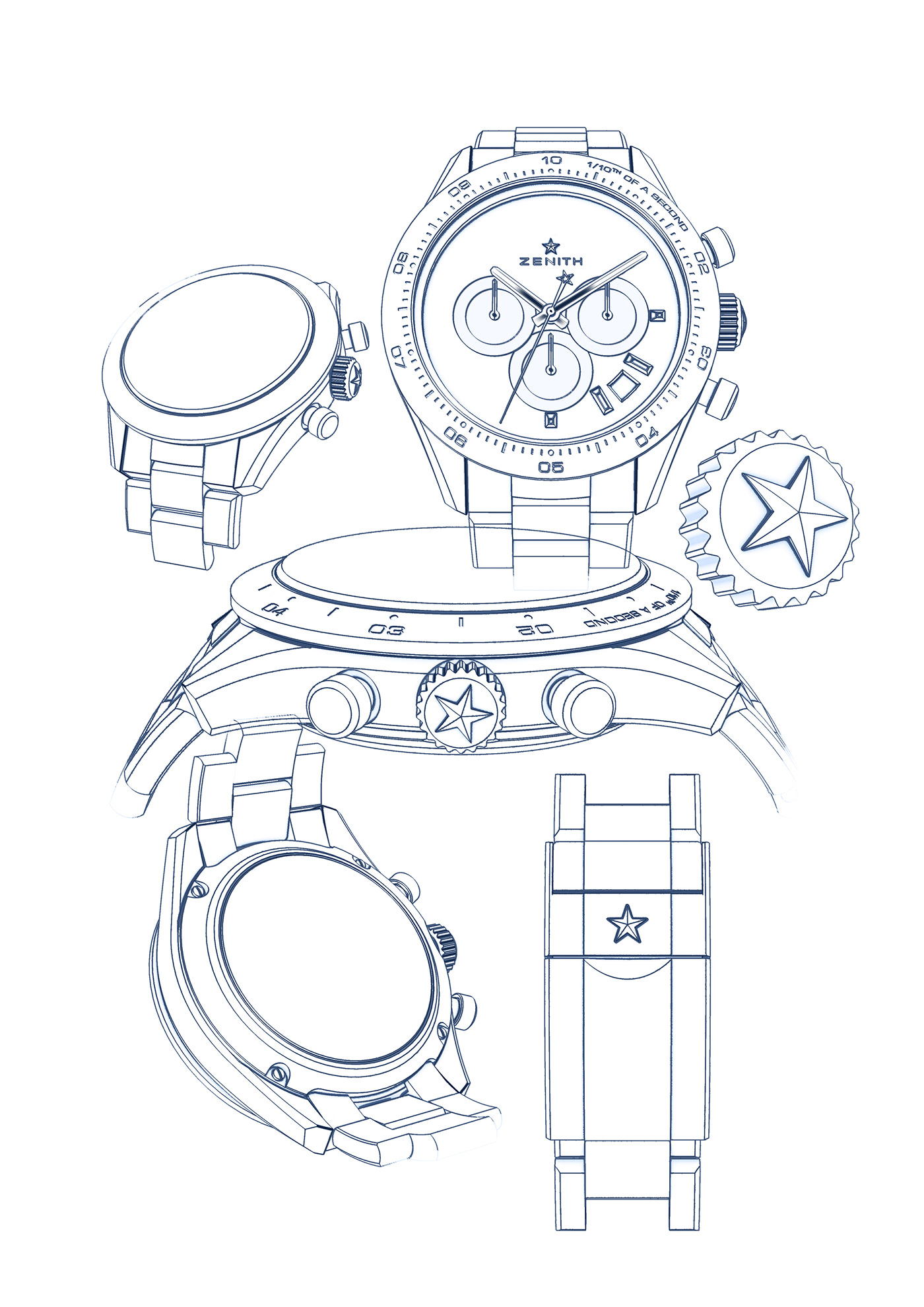 Wrist watch，Wristwatch，3D modeling，Render，