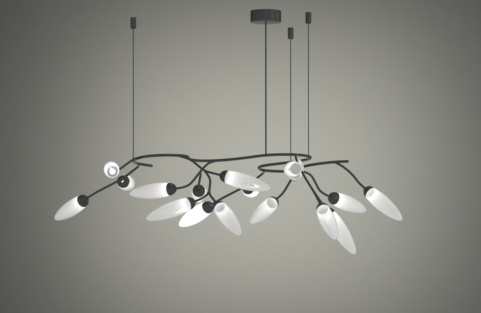 Creative personality Chandelier，Bullet glass lampshade，