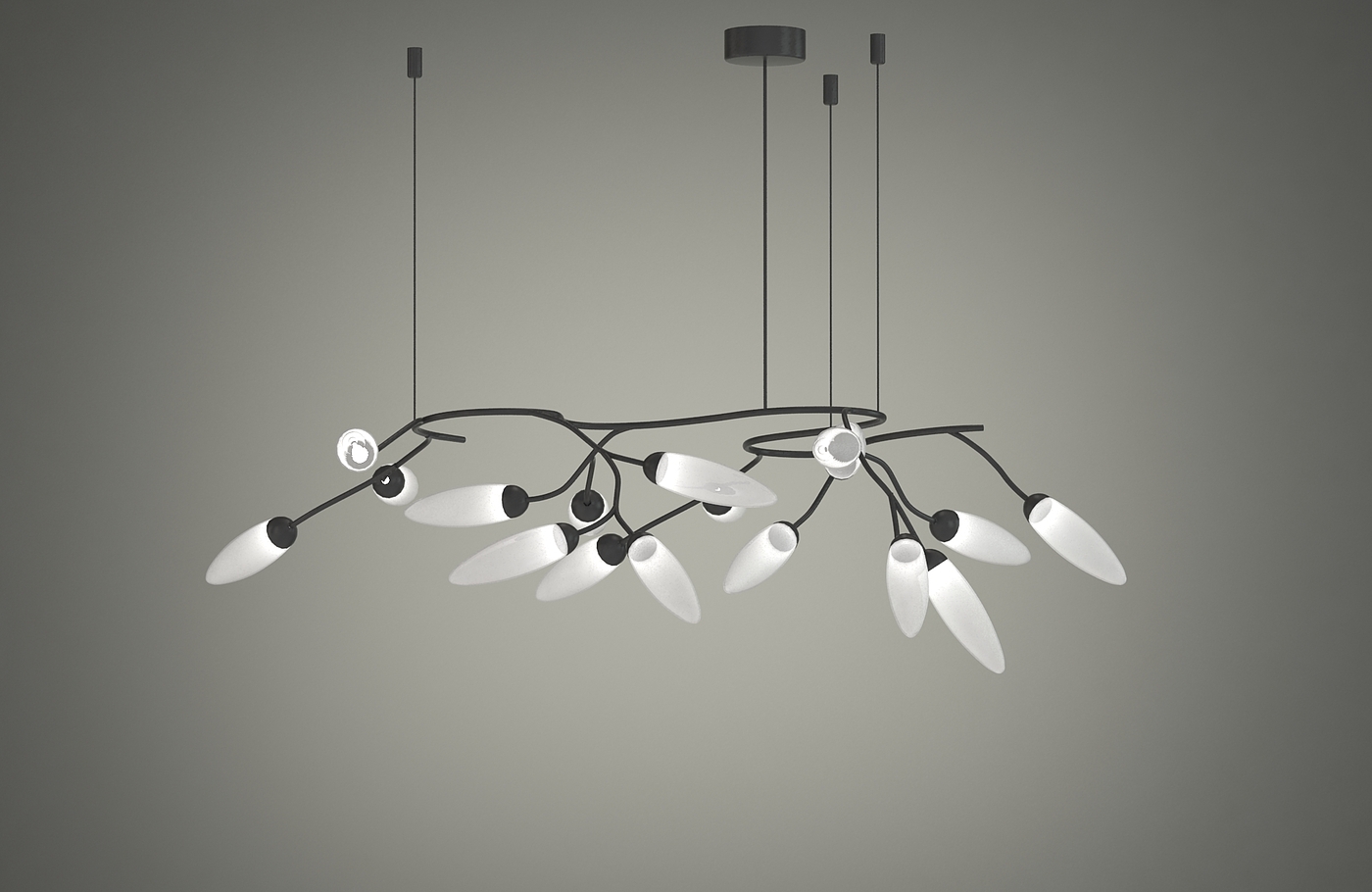 Creative personality Chandelier，Bullet glass lampshade，