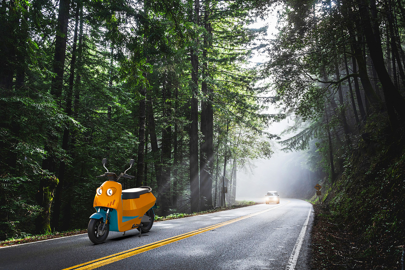 Round lamp，Electric vehicle，Electric friction，Women's car，lovely，Design，Electric two wheeled vehicle，UG surface + KS rendering，